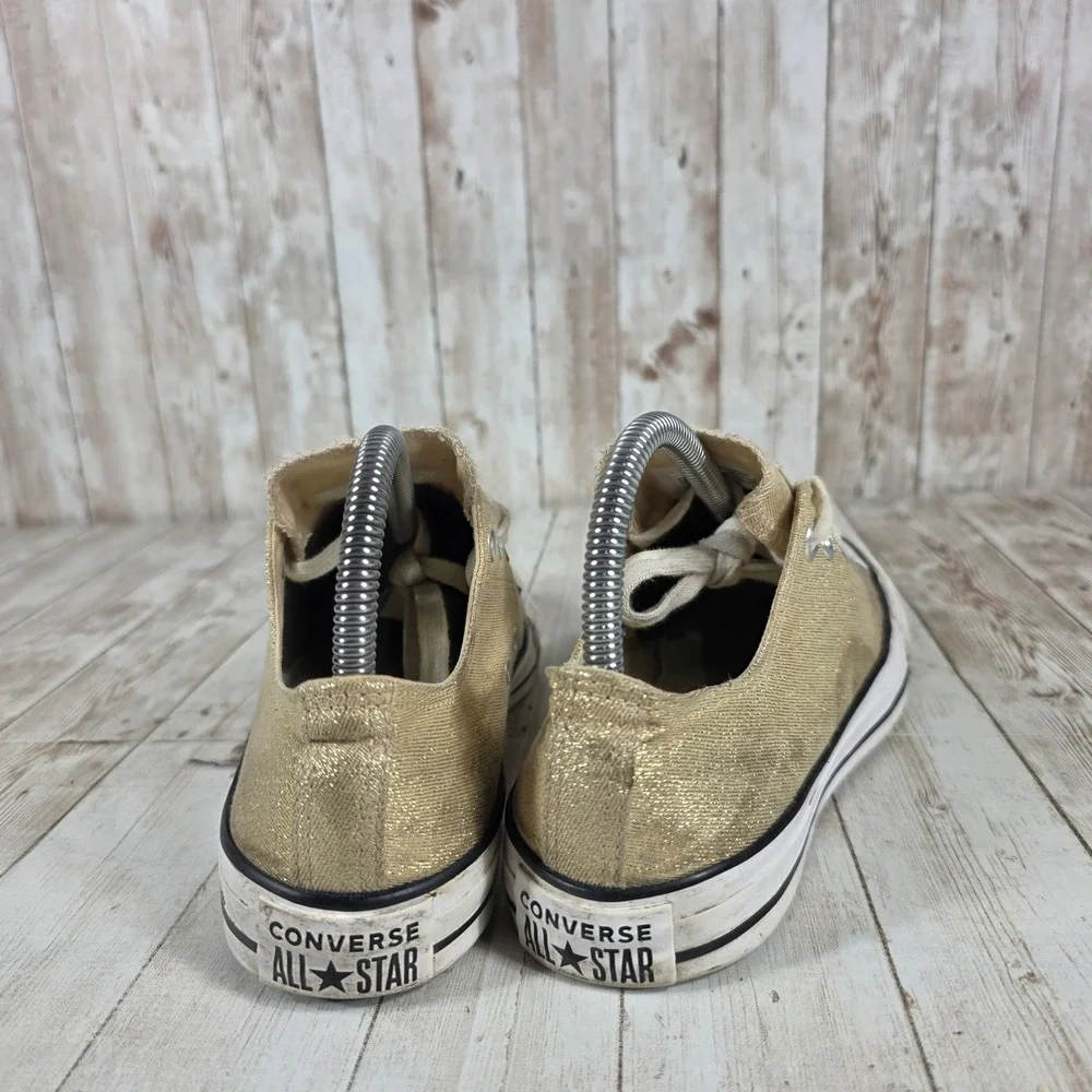 Converse Chuck Taylor All Star Low Top Glitter Gold Sneakers‎ Women's Size 7 - Picture 3 of 8